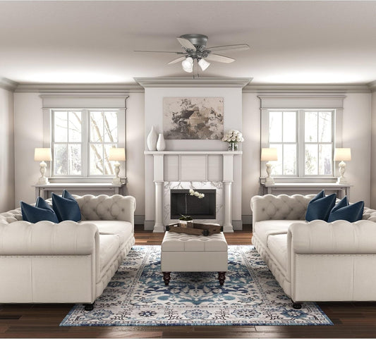 52 Inch Matte Silver LED Ceiling Fan With Integrated Light