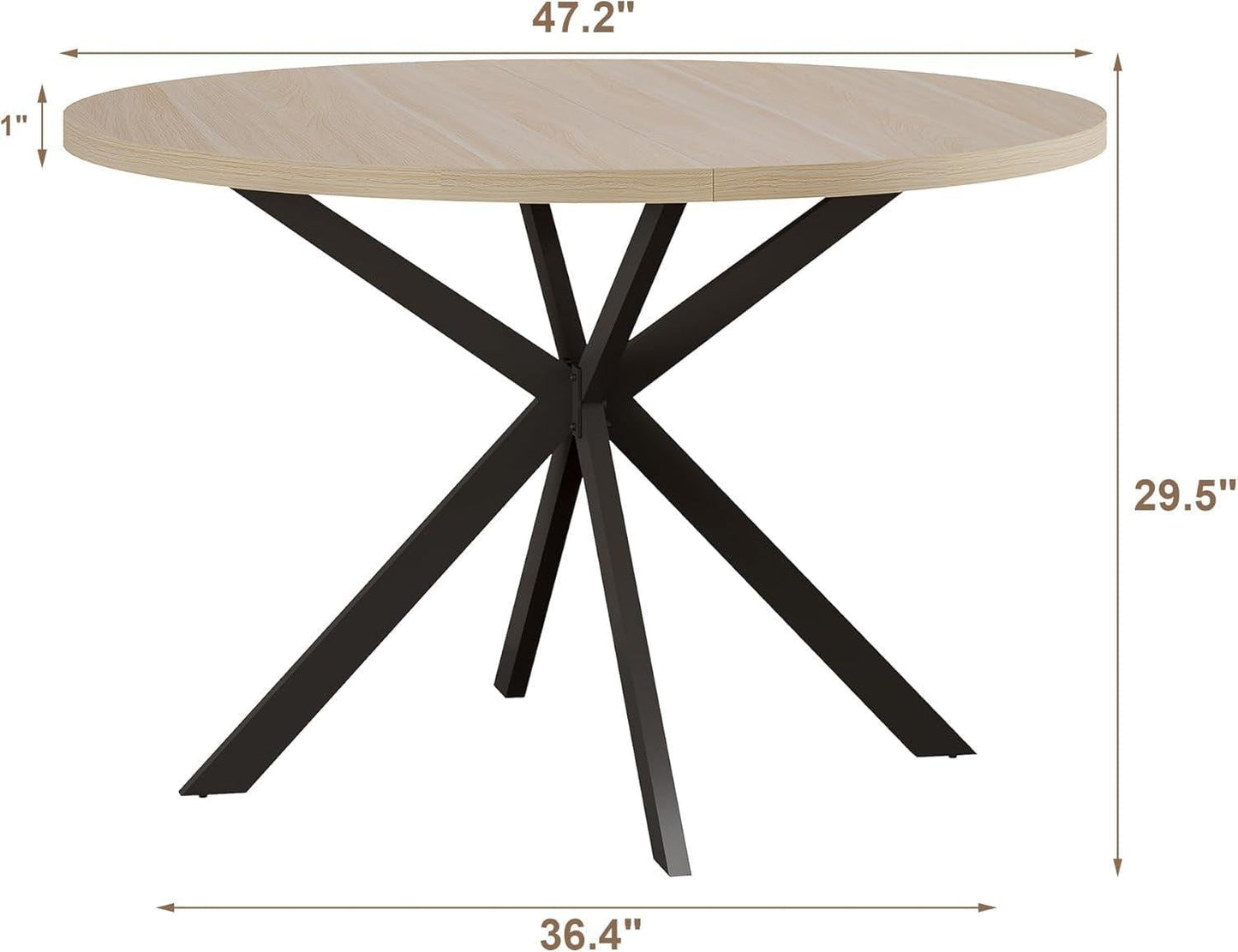 Round 47 Inch Circular Dining Table Natural Oak Finish