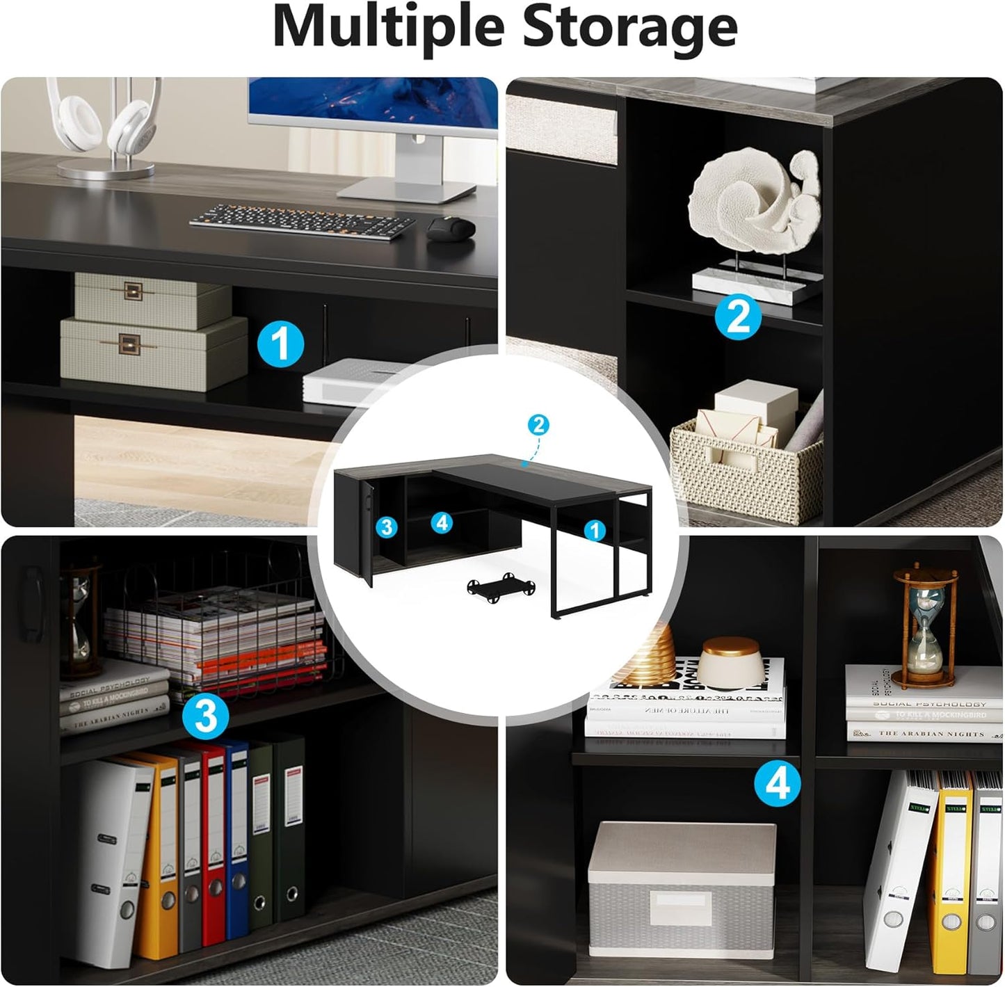71 Inch Executive Desk with Cabinet Storage