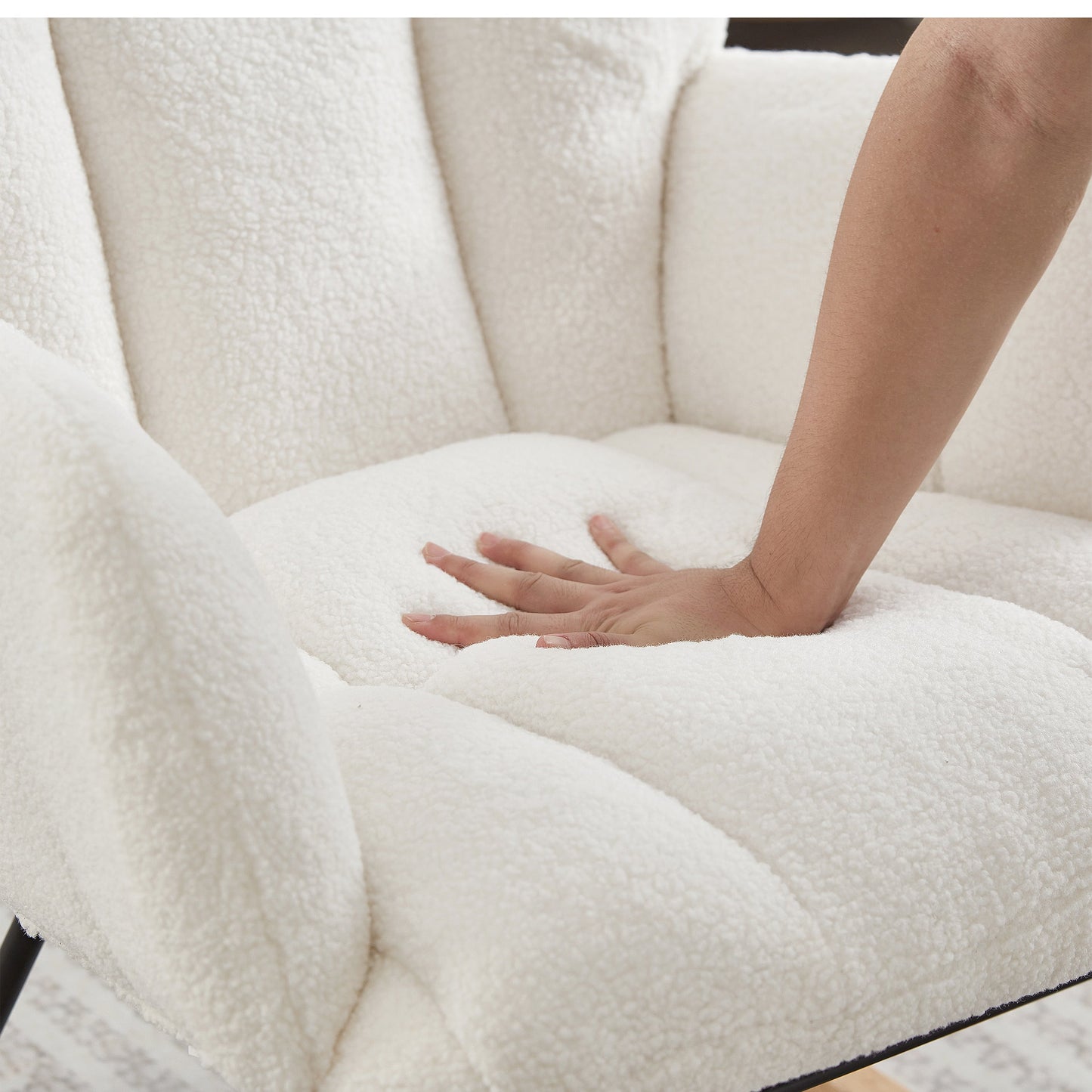 Tufted Upholstered Teddy Fabric Glider Chair for Living Room