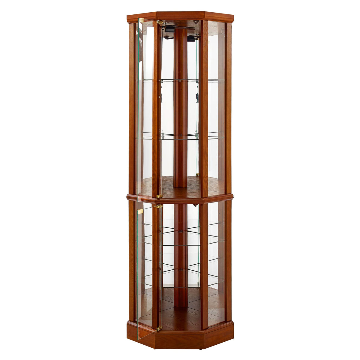 6 Shelf Lighted Corner Curio Cabinet