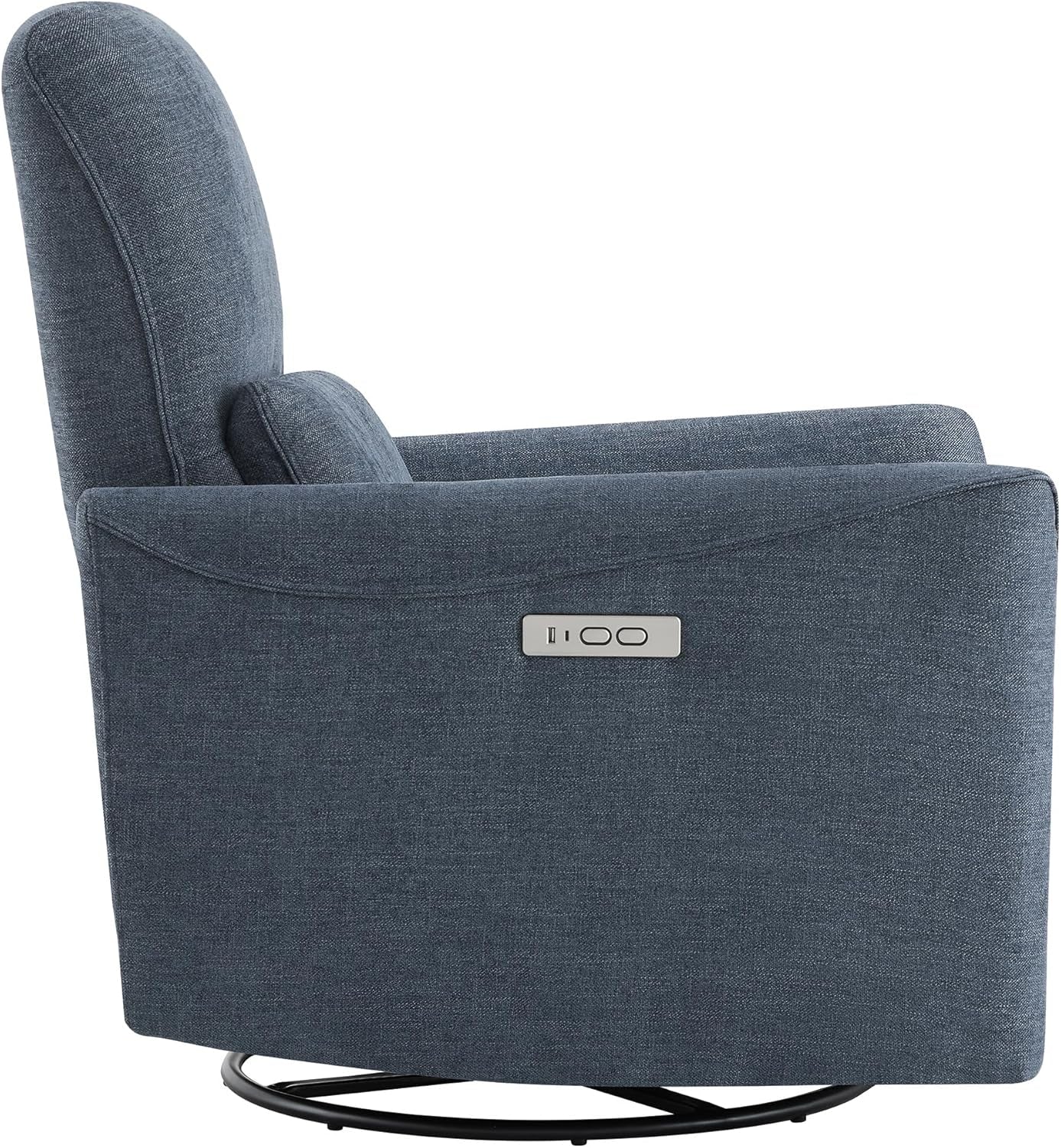 Ink Blue Power Swivel Glider Recliner With USB Charging