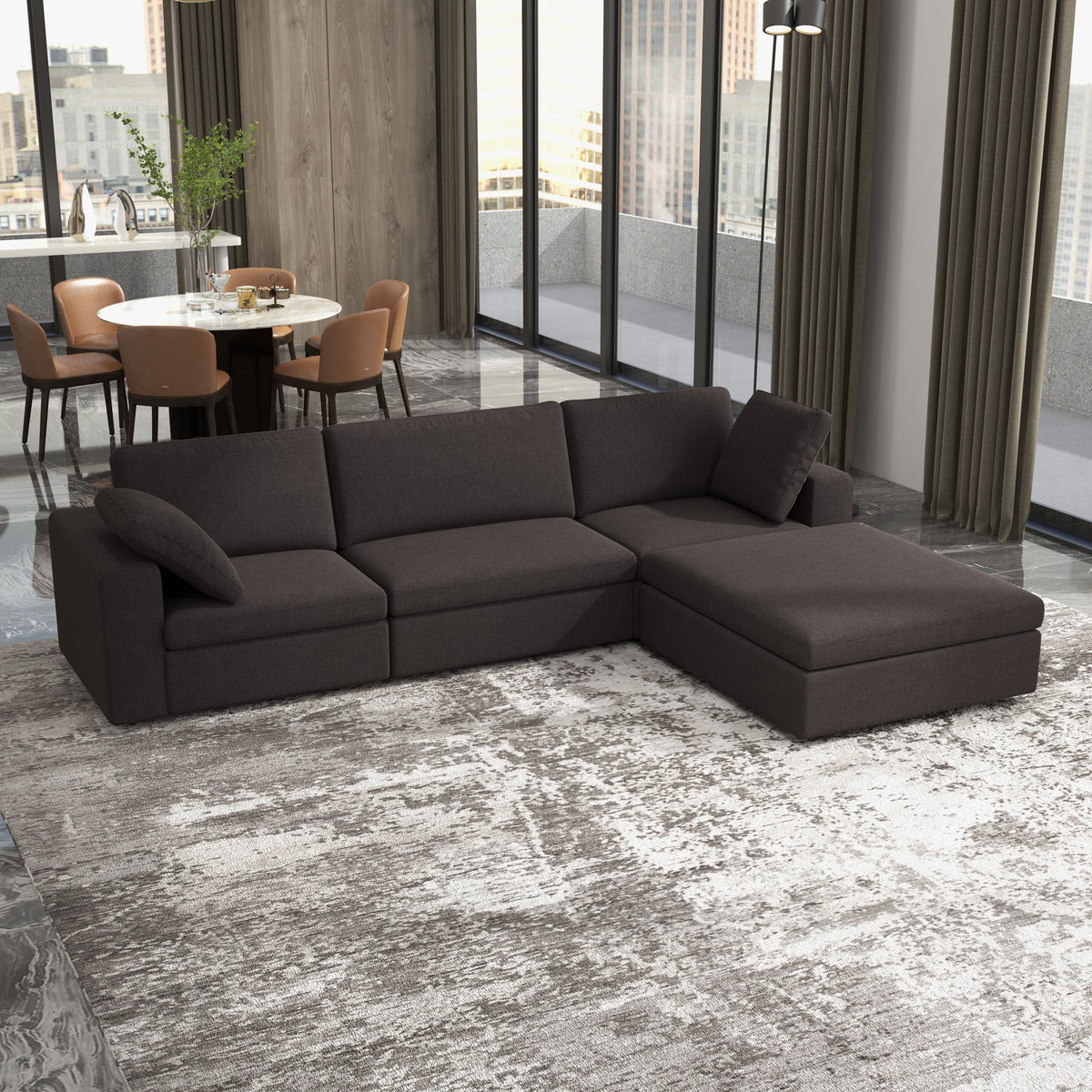 Cecilia Modular Corner Sectional Modern Fabric Sofa