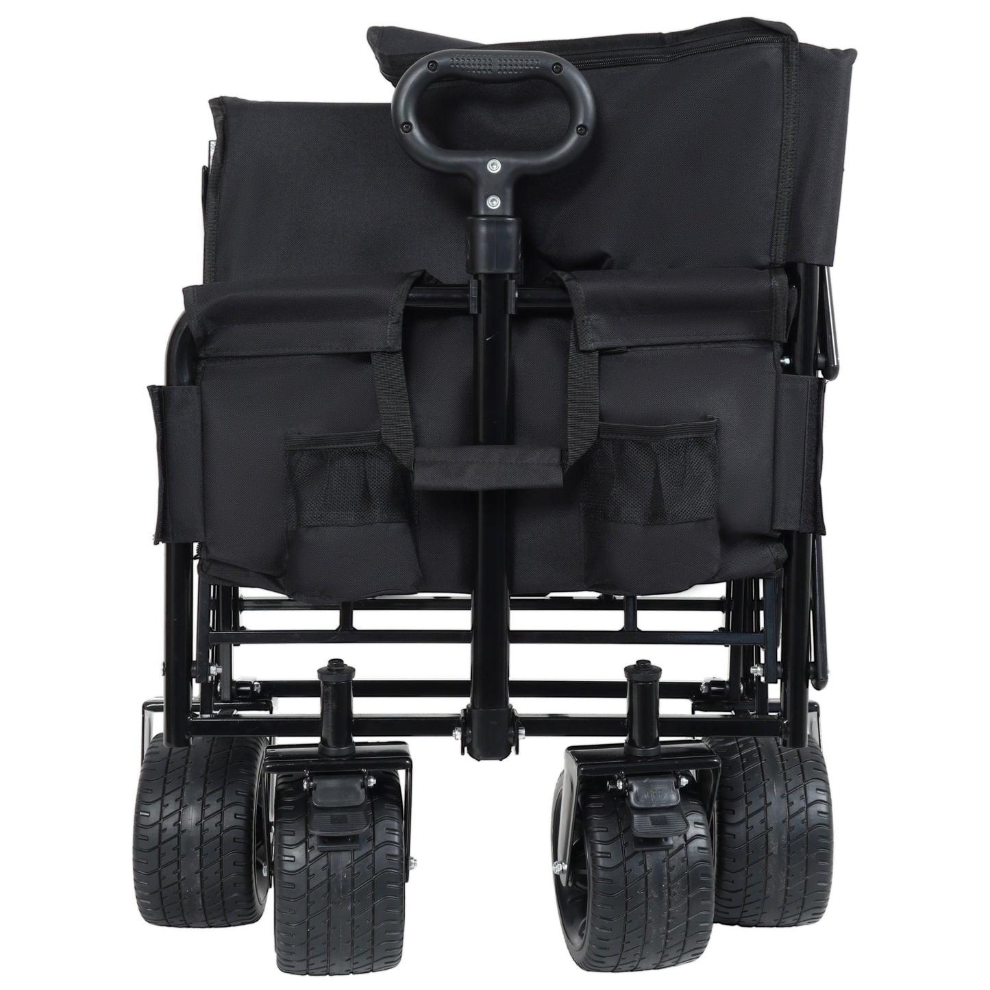 3-in-1 Convertible Folding Wagon Cart with Bench Seat & Storage
