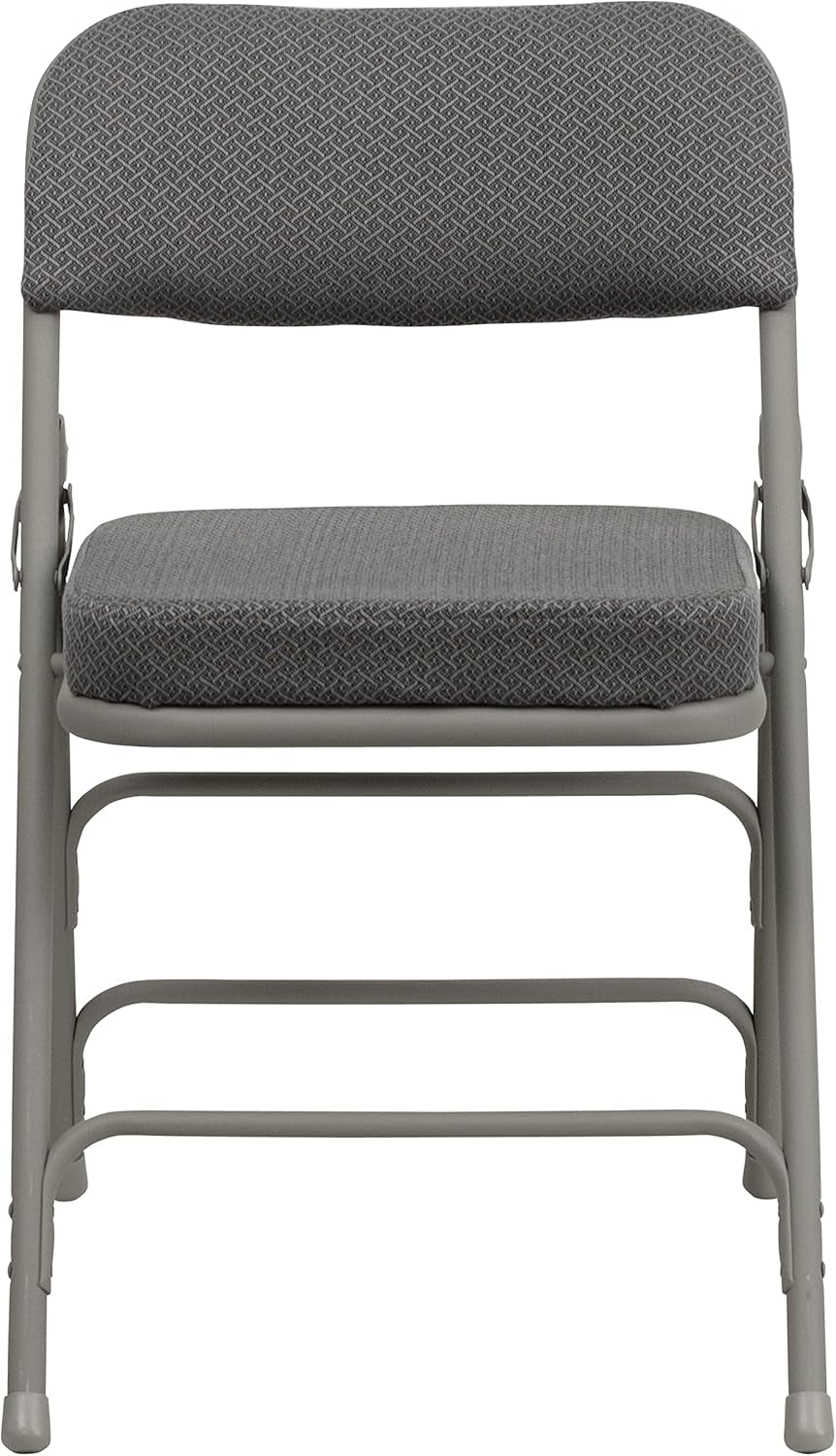 Gray Metal Folding Event Chairs With Cushioned Seats Set Of 2