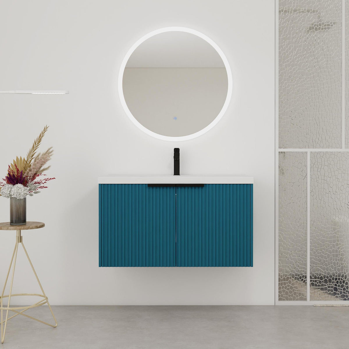 36" Wall Mounted Bathroom Vanity with Resin Sink