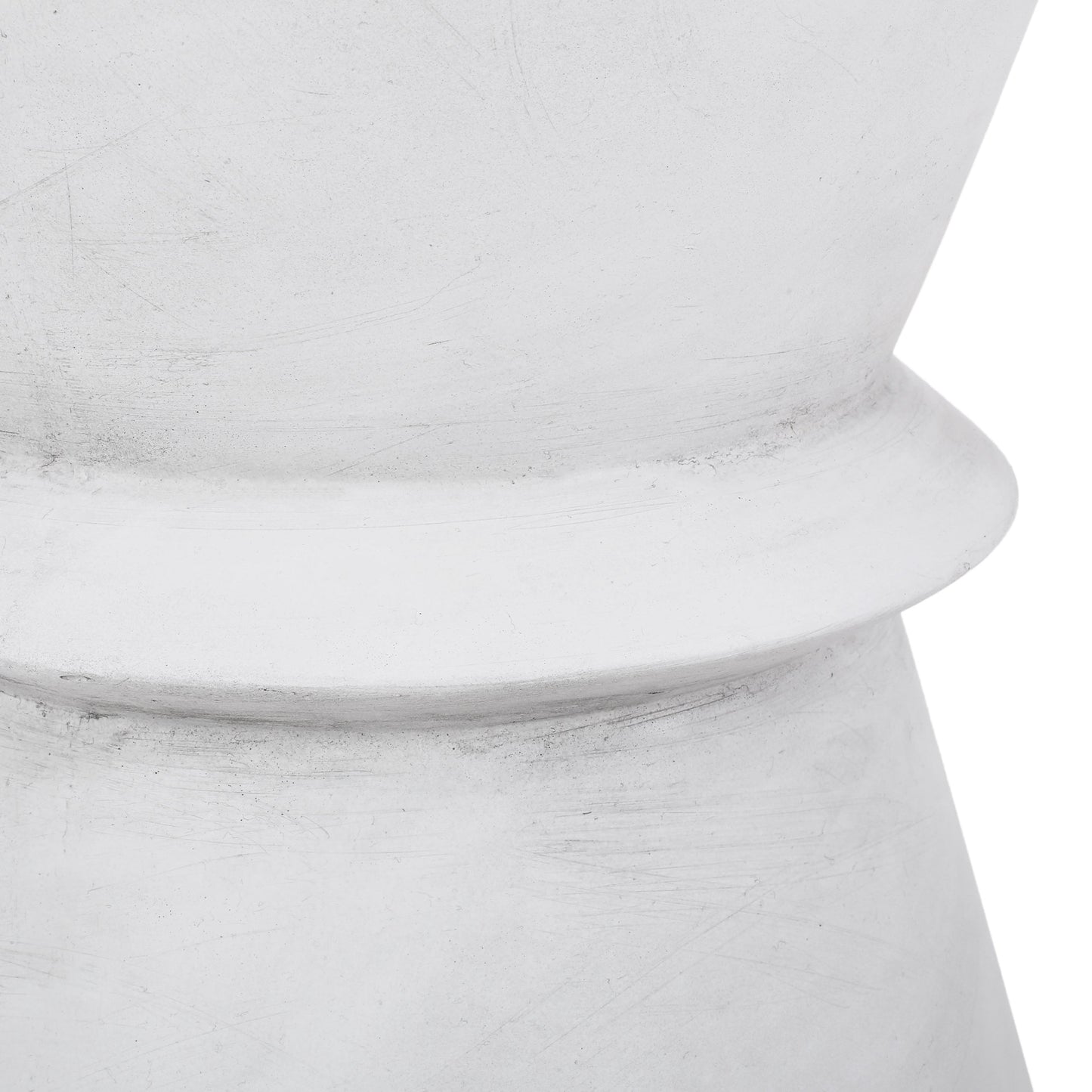 Outdoor Lightweight Concrete End Table with Hourglass Structure, Antique White