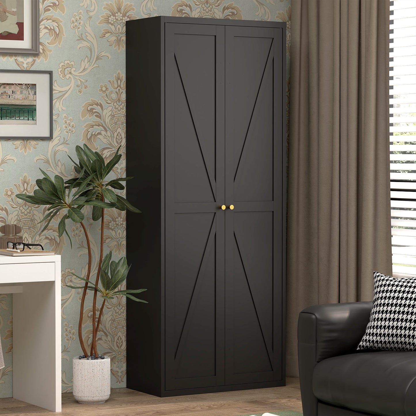 2 Doors Metal Storage Cabinet Kitchen Pantry Cabinet