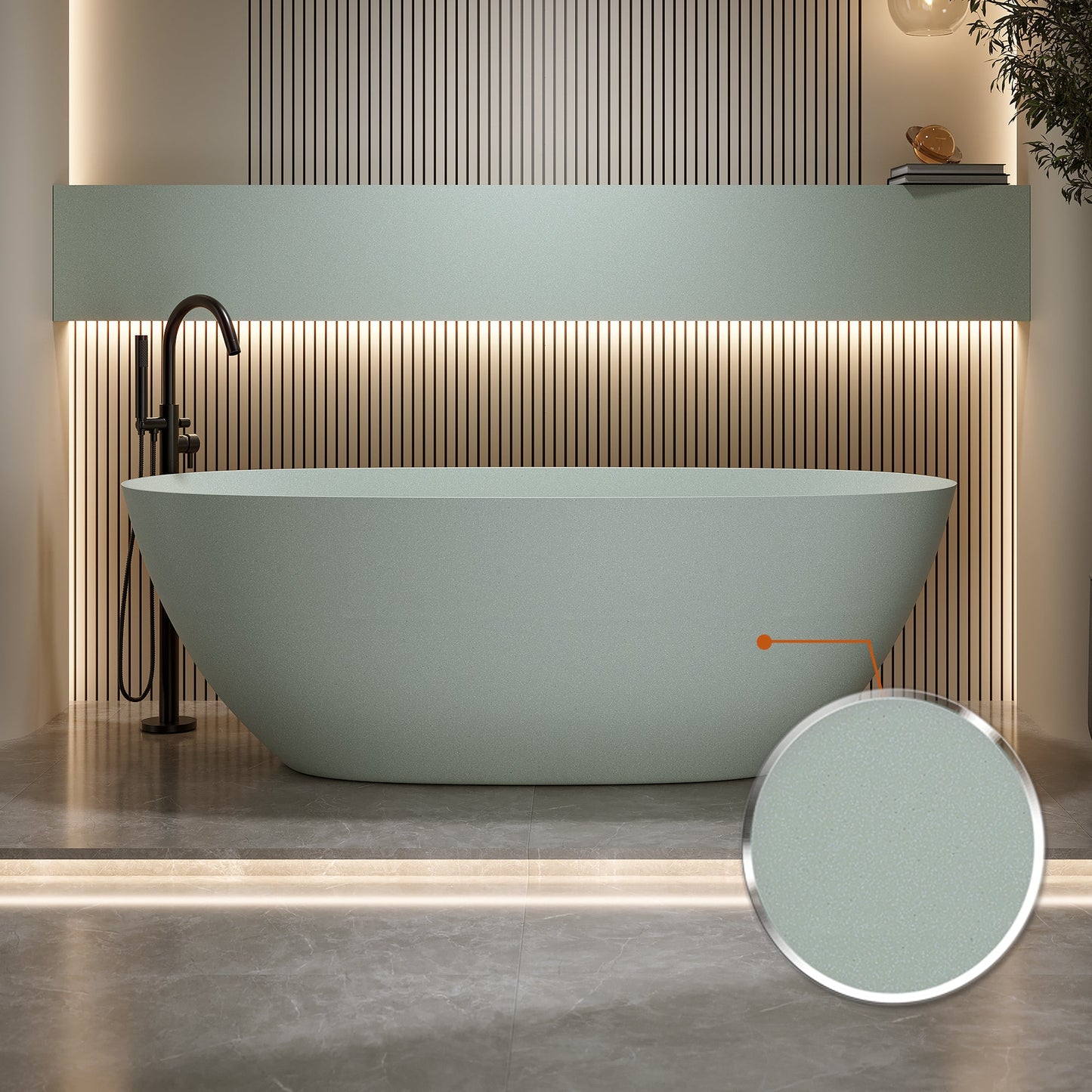 65'' Freestanding Bathtub Resin Stone Soaking Bathtub