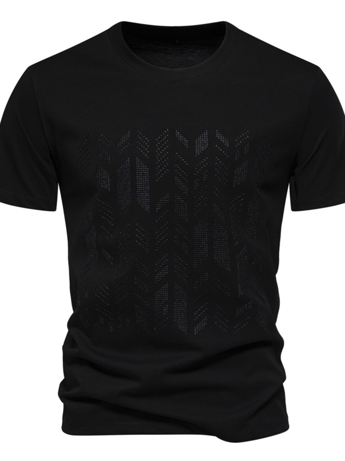 Round Neck Geometric Embroidered T-Shirt