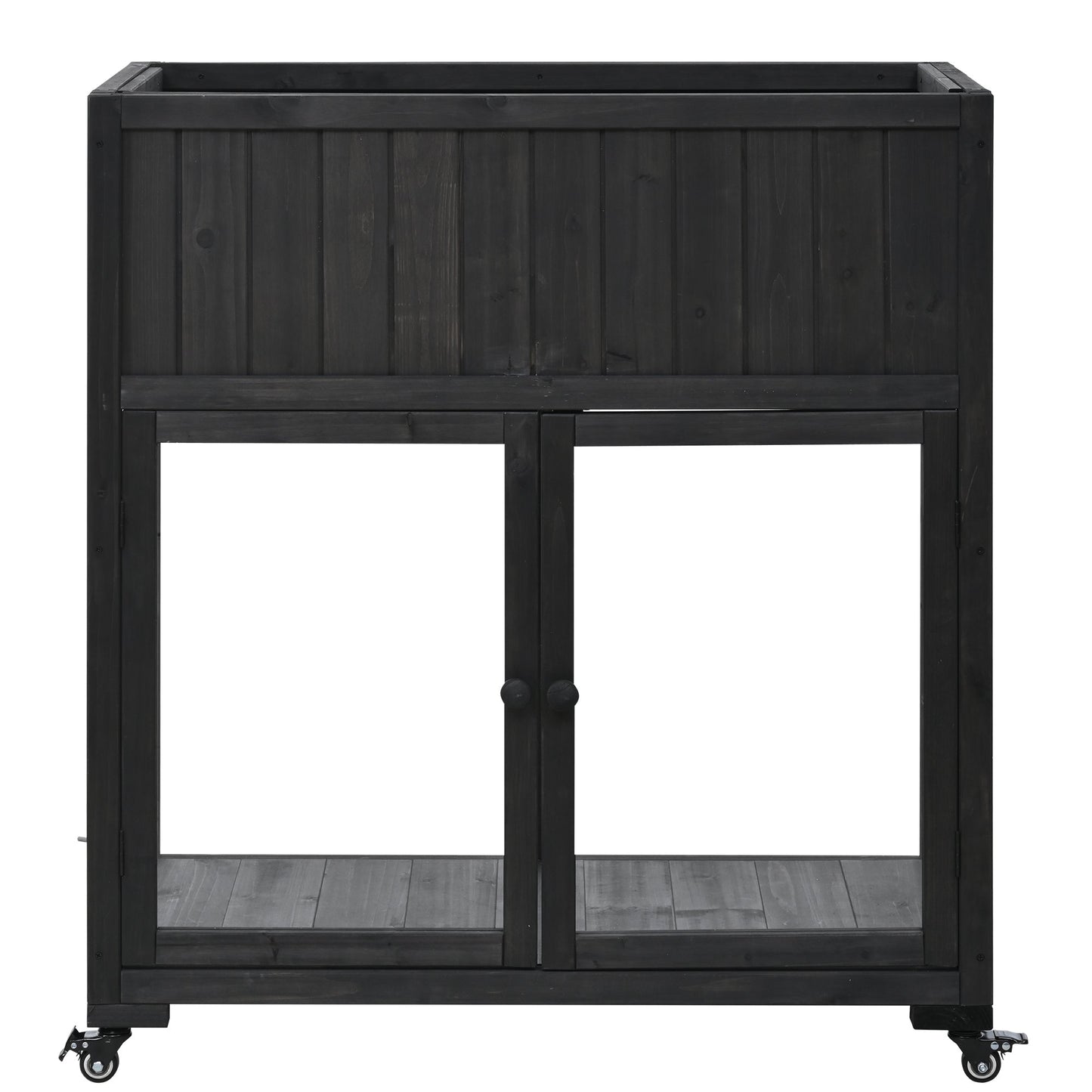 TOPMAX Patio Mini Wood Cold Frame Greenhouse with Wheels