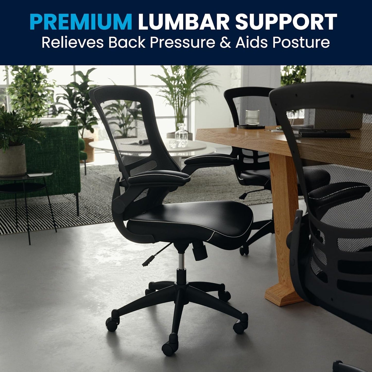 Kelista Mid-Back Ergonomic Office Chair With Adjustable Height, Black