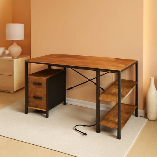 L Shaped Desk 47 Inch With Power Outlets For Home Office