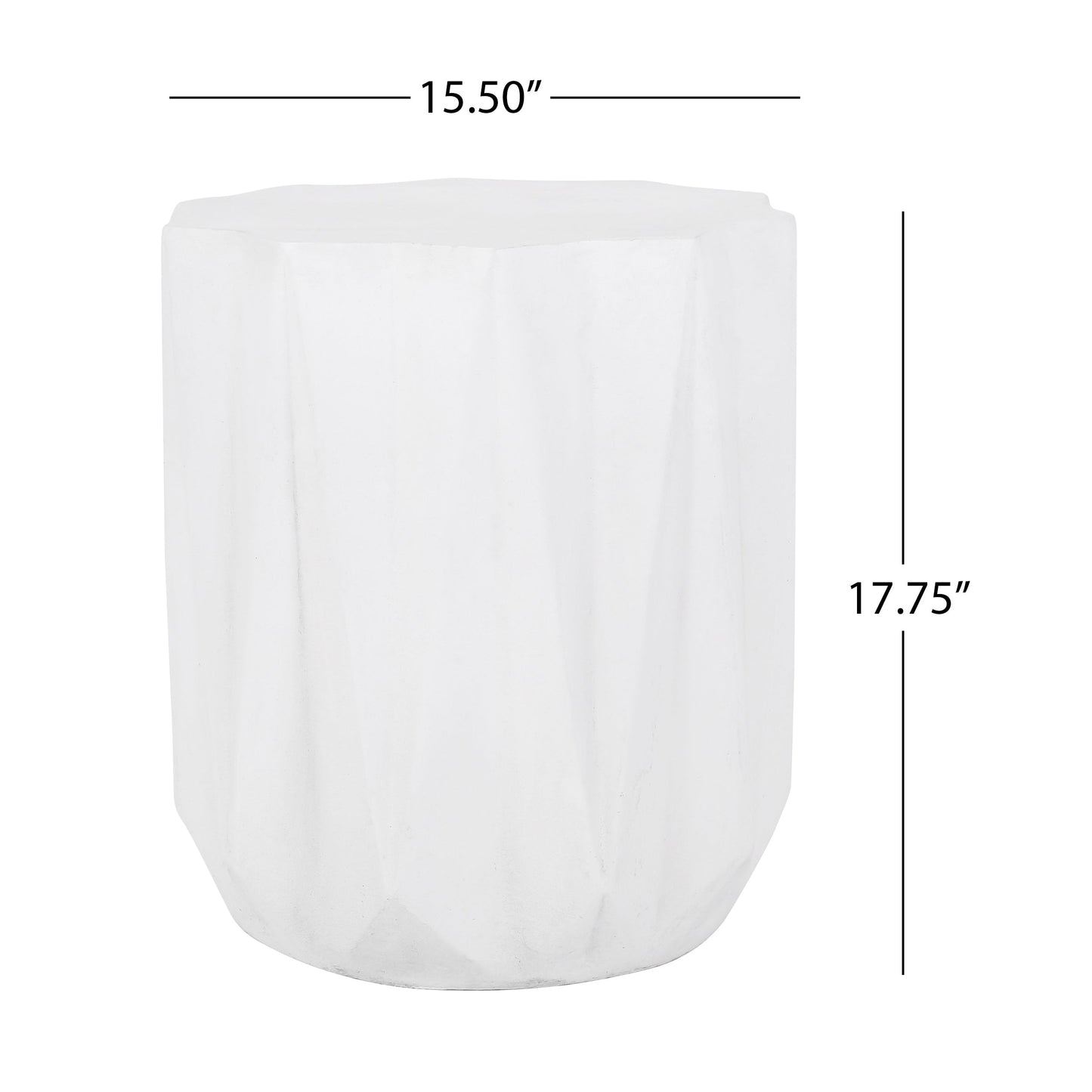 Modern Outdoor Lightweight Concrete Side Table with Geometric Design in Antique White
