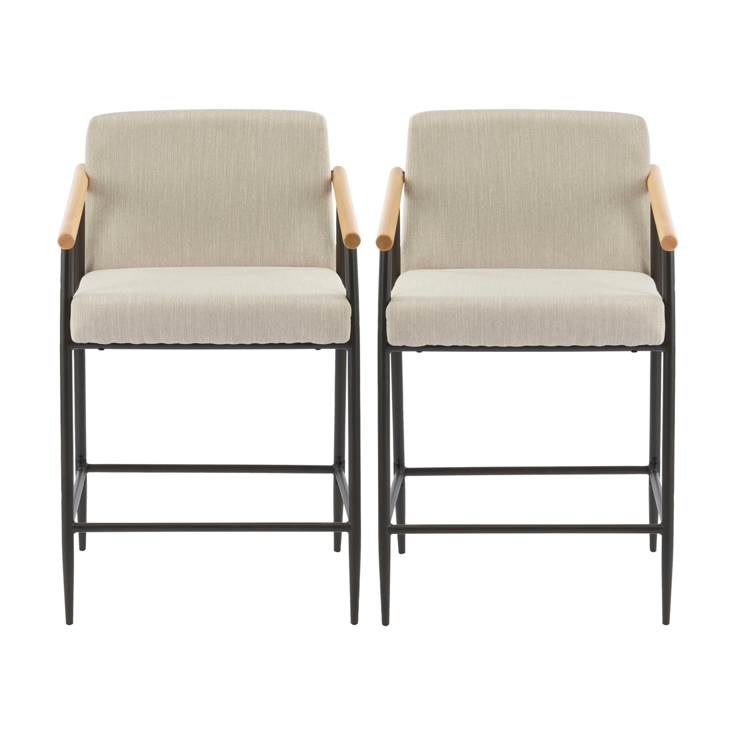 Mid Century Modern Counter Stool Set With Iron Frame