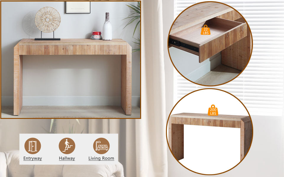 Rustic Wooden Console Table with Drawer