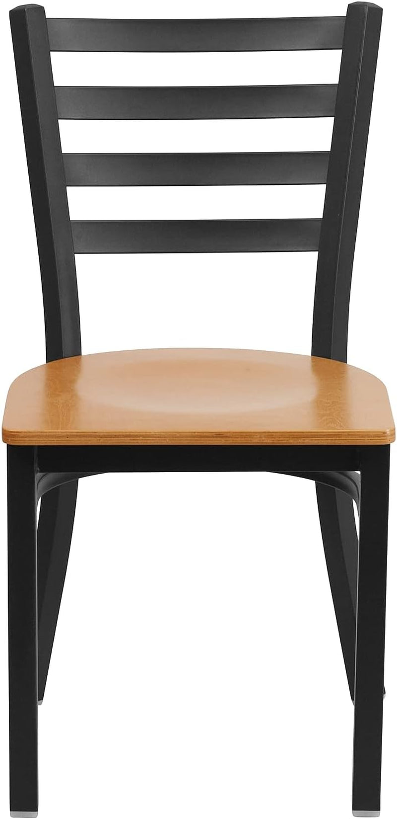 Hercules Series Black Ladder Back Metal Dining Chair Set of 2 With Natural Wood Seat