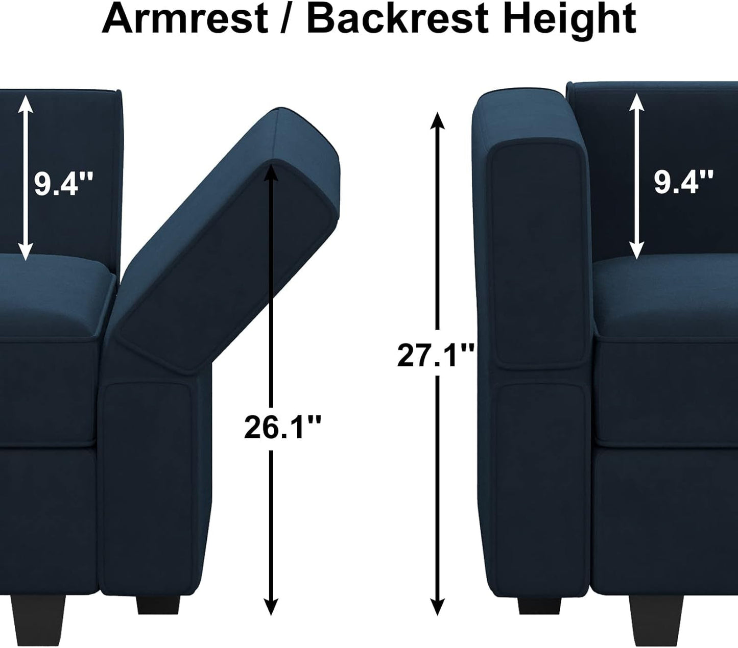 Modular Velvet Sectional Sofa Blue With Storage Ottoman