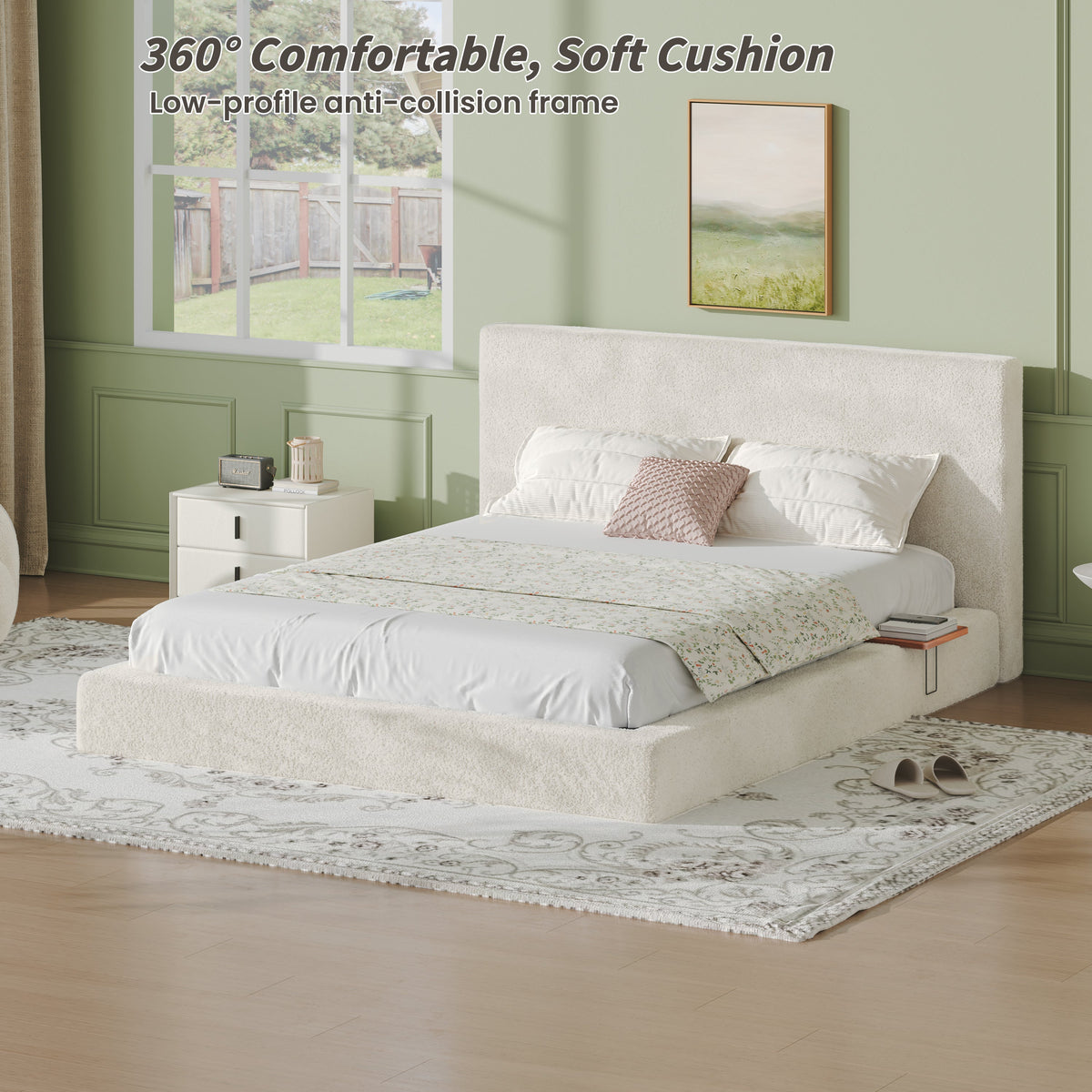 AirFrame Queen Bed Frame with Adjustable Sliding Side Table