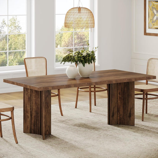 63 Inch Farmhouse Dining Table Vintage Brown Elegant