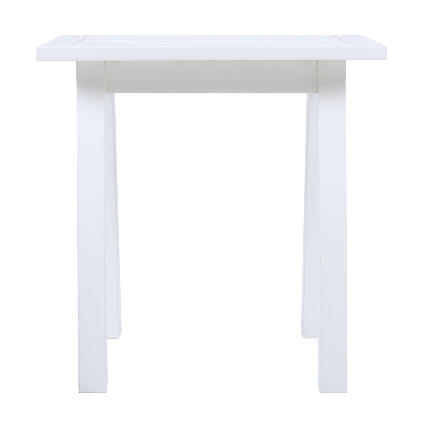 SELMA Acacia wood Accent Side Table in White PU, Weather-Resistant Rectangular End Table for Patio, Garden, Lawn, and Living Room(White PU)
