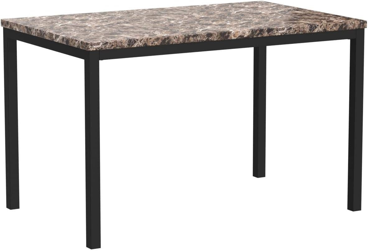 Black Metal Dining Table With Laminated Faux Marble Top