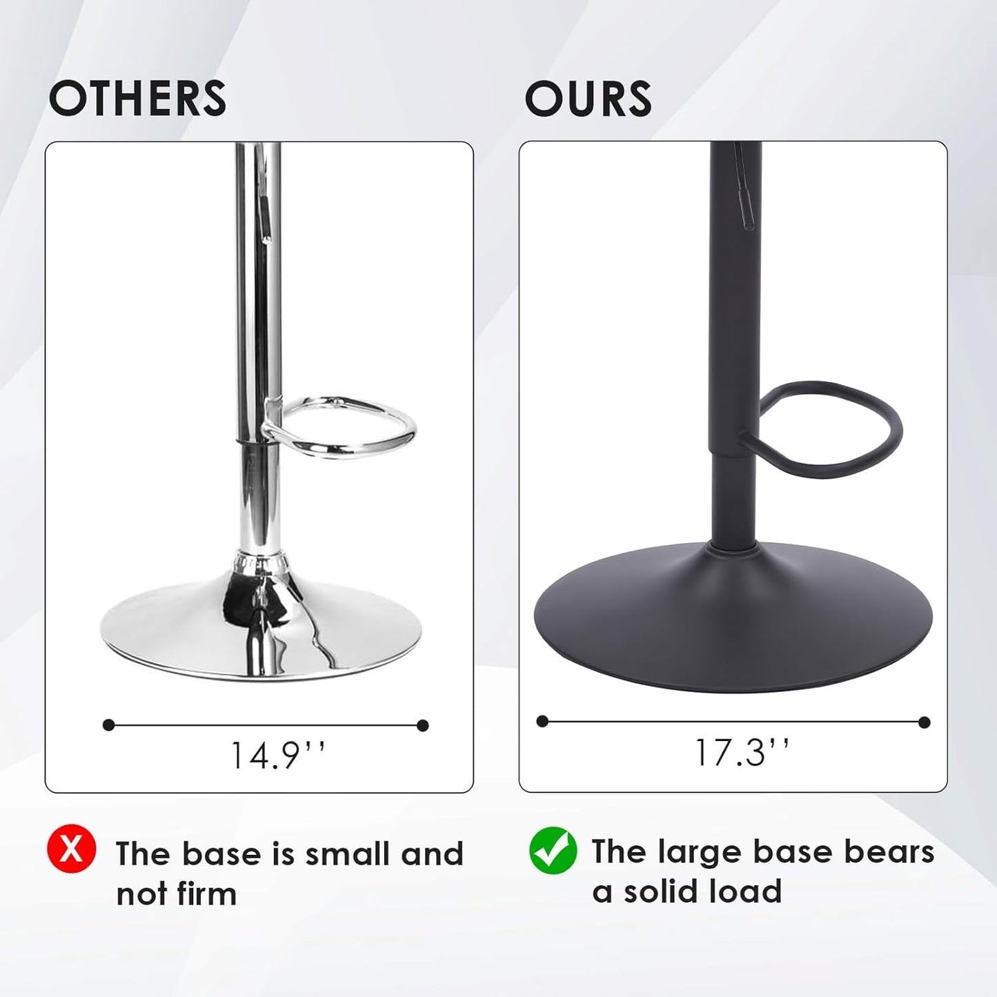 Adjustable Bar Stools Set Of 2 With Swivel Back Support