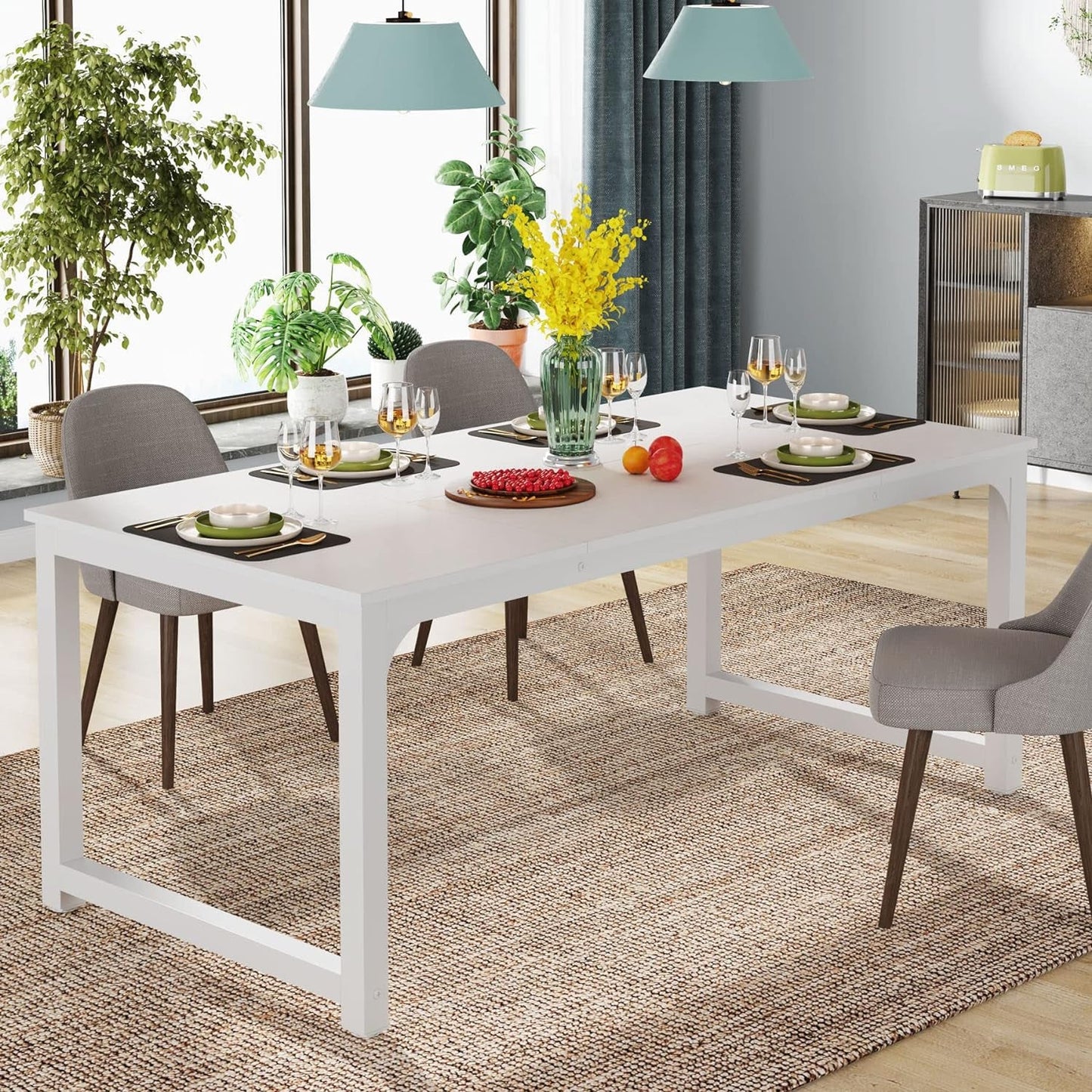 63 Inch White Executive Office Desk 31.5 Inch Wide