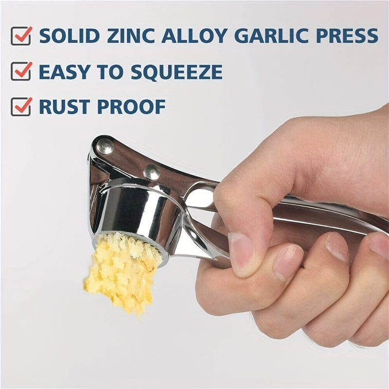 Durable Handheld Metal Garlic and Ginger Press