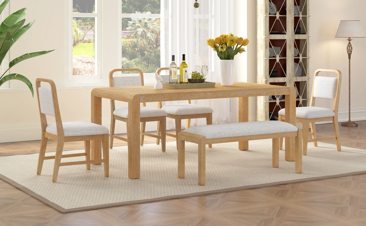 TREXM Vintage Extendable Dining Table Set for 4-6