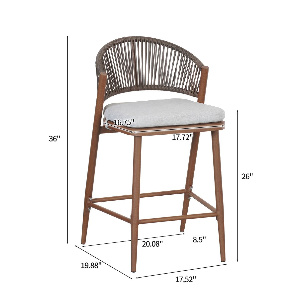 Outdoor 26" Seat Height Aluminum Frame Counter Stools - Set of 2