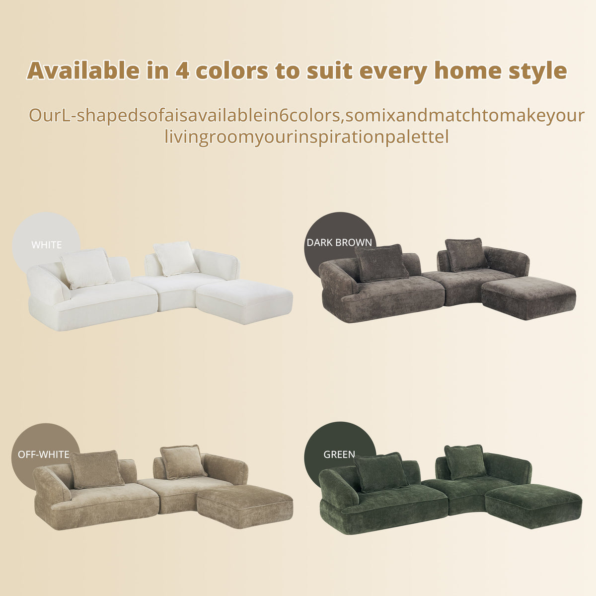 122" Modern L-Shaped Sectional Sofa with Chaise Lounge