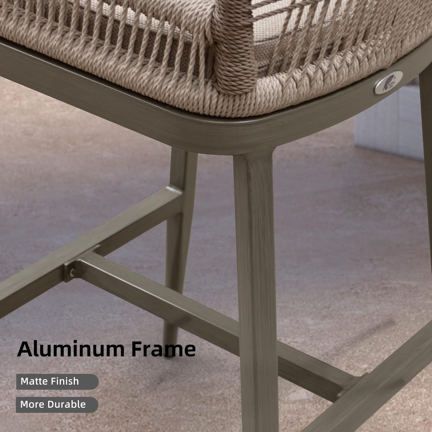 Counter Height Bar Stools Set Of 4 Woven Aluminum With Back And Arms