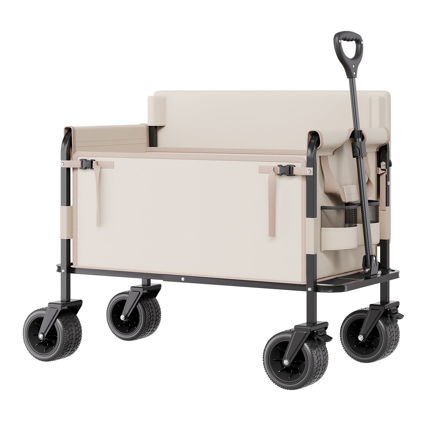 Foldable Wagon Cart Converts to Bench - 550lb Load & 220L Utility Wagon for Camp