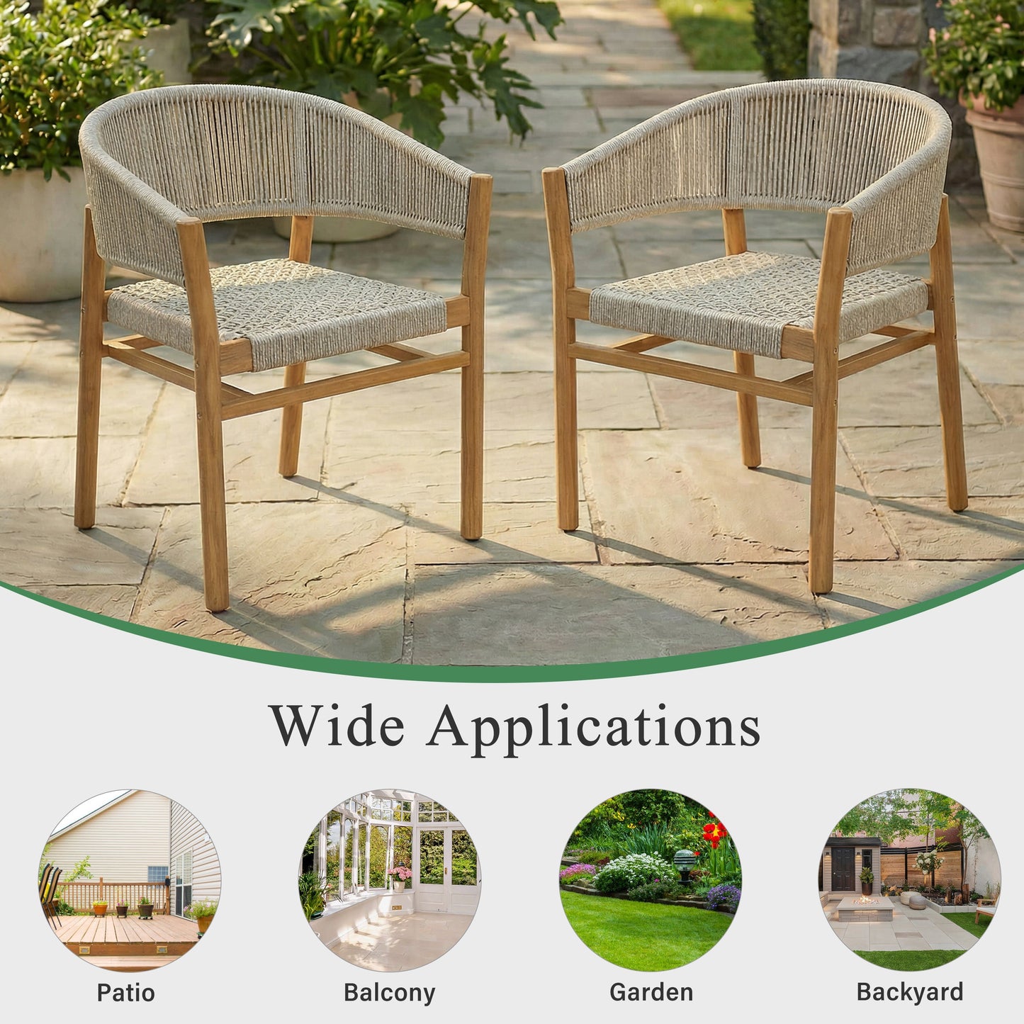 Outdoor Accent Chair Set 2 Person Seating Group
