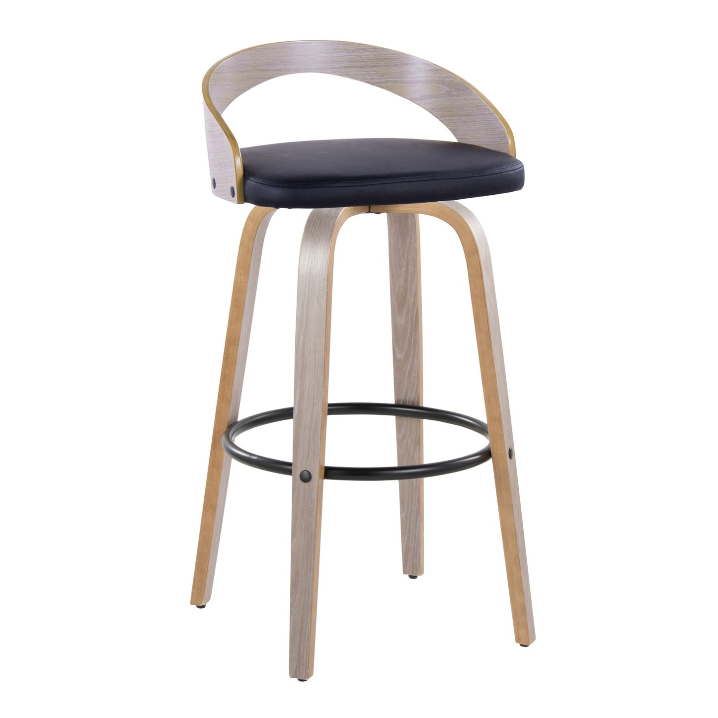 30" Contemporary Fixed-Height Barstool with Swivel in Light