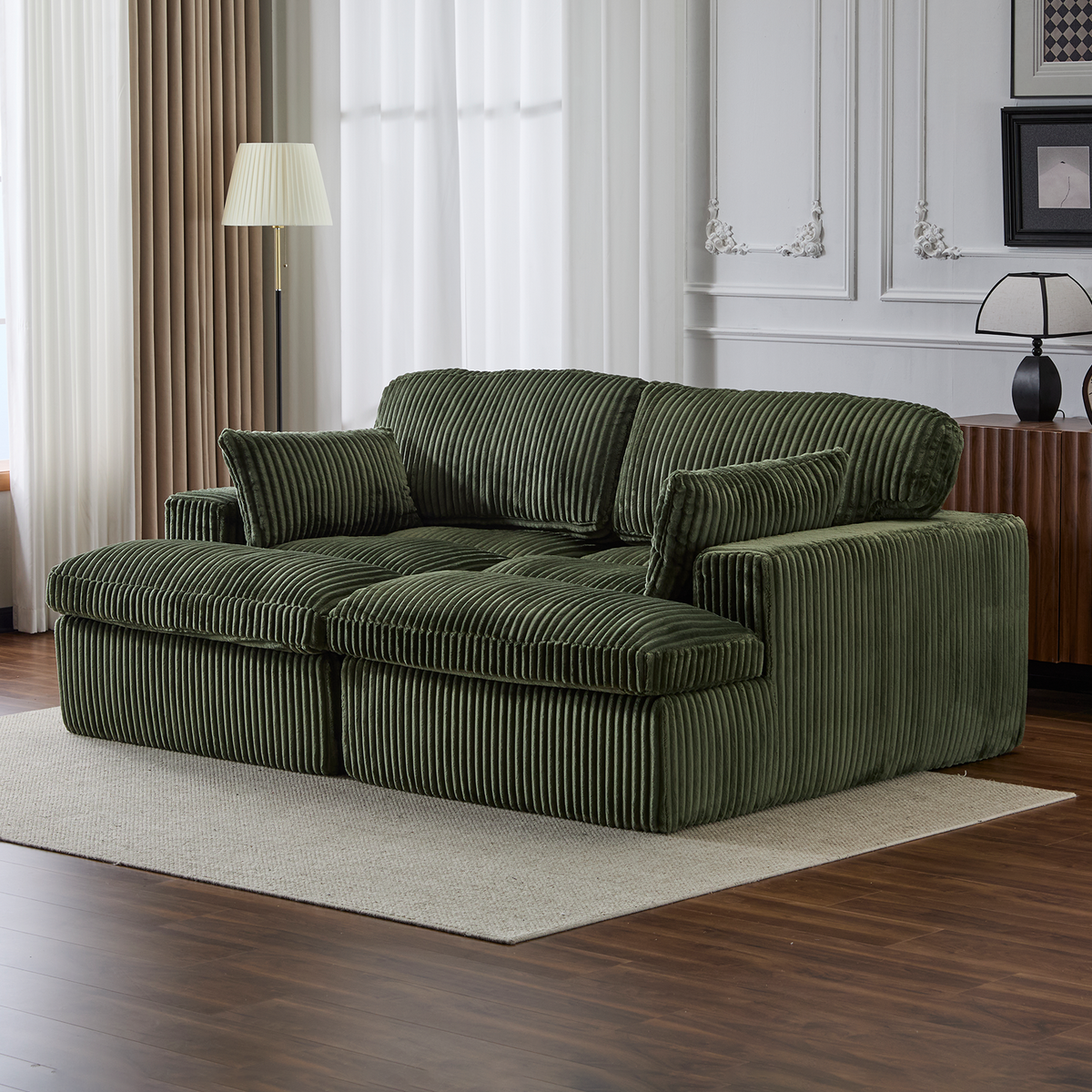 Oversized Corduroy Double Chaise Lounge Chair