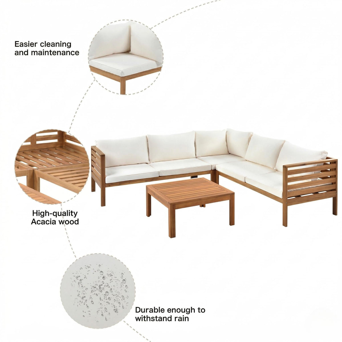 Wood Structure Outdoor Sofa Set