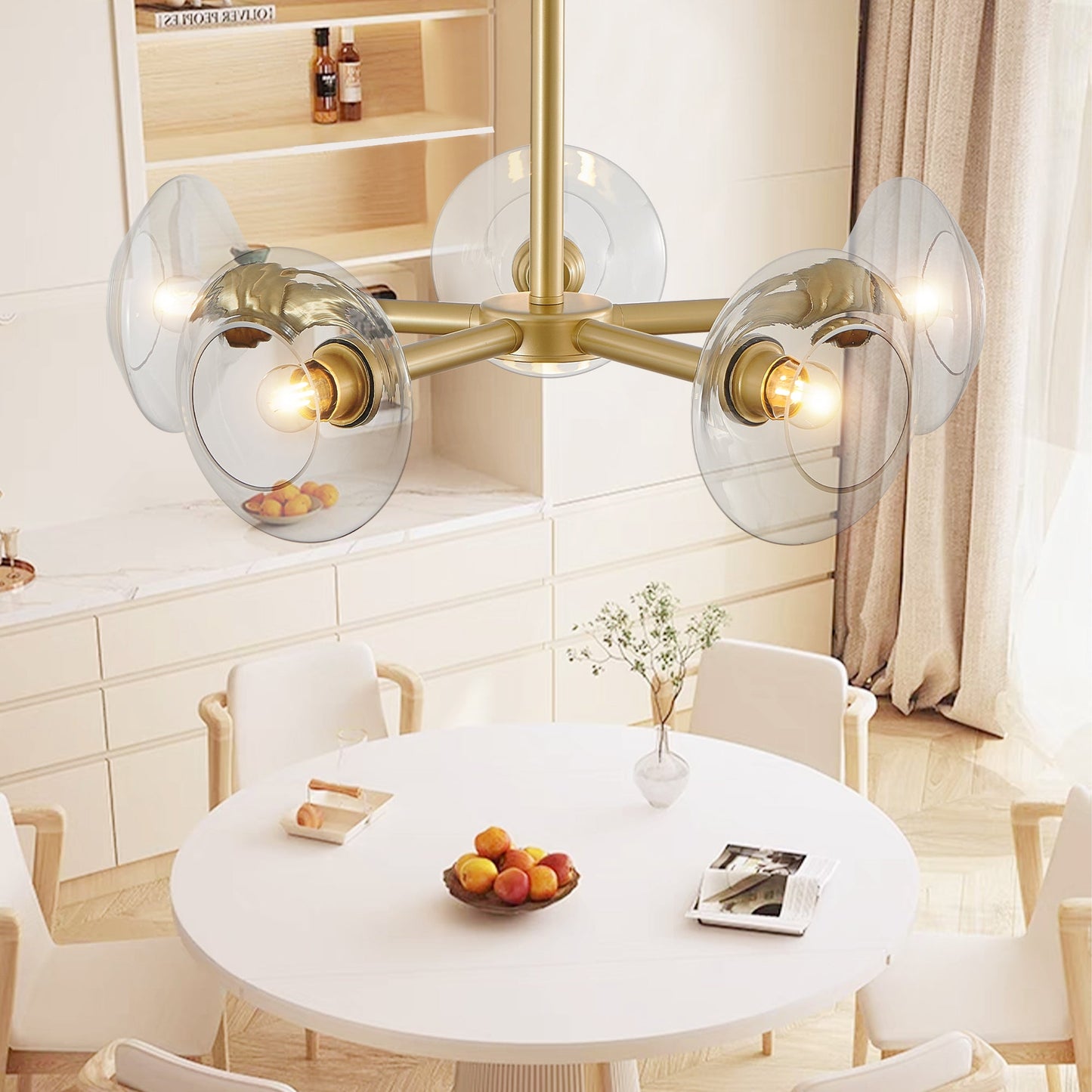 26" Modern Gold 5-Light Sputnik Chandelier