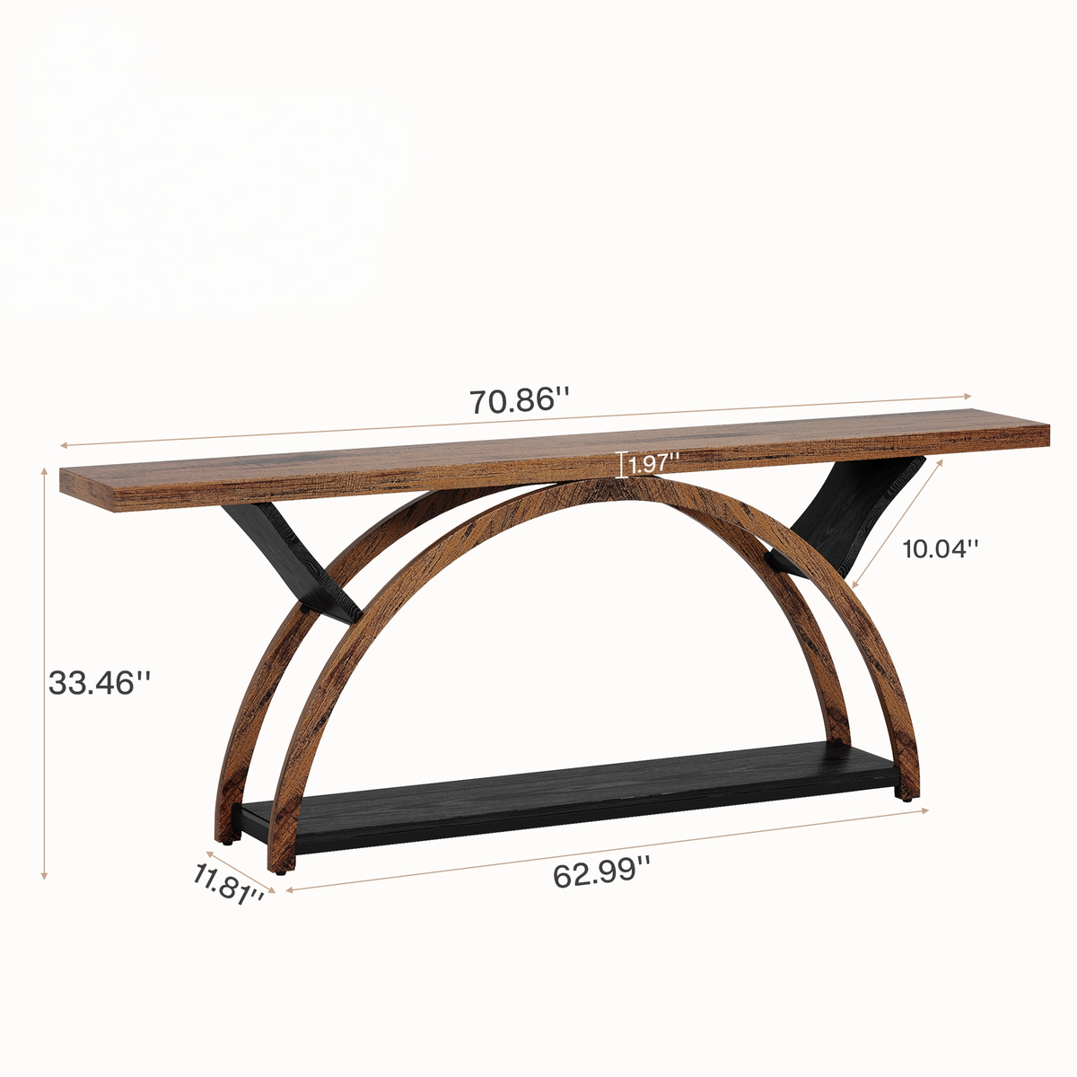 70.87" Console Table with Storage Shelf, Narrow Long Sofa Table