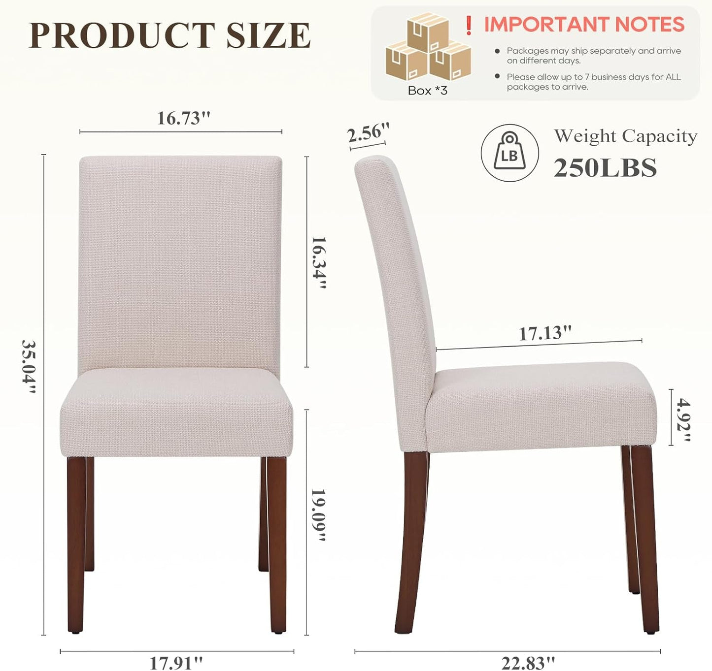 Beige Upholstered Parsons Dining Chairs Collection
