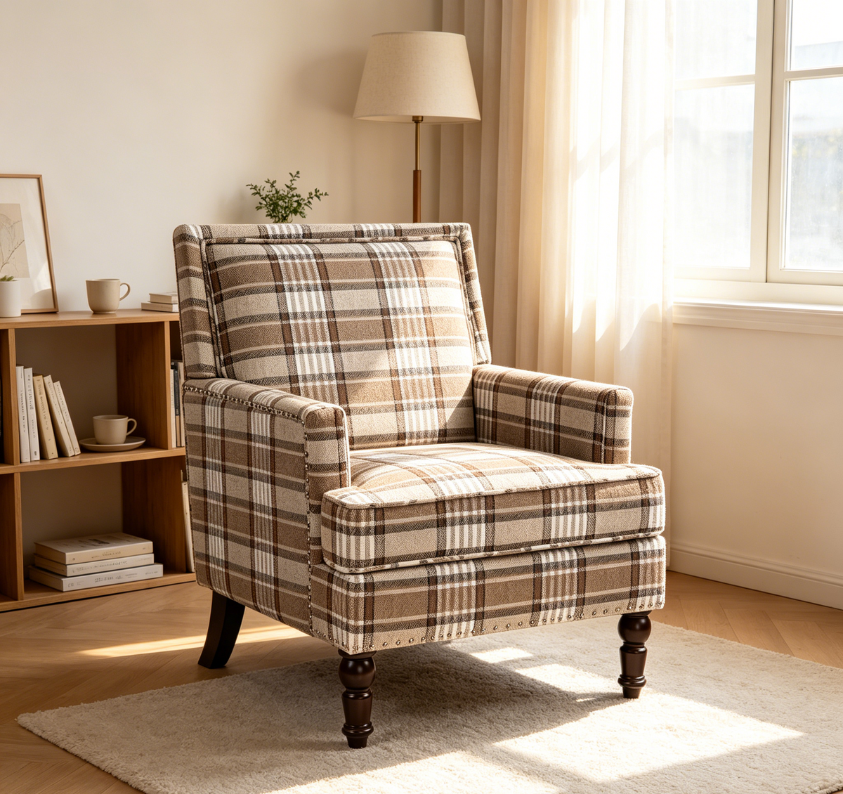 Upholstered Accent Chair, Vintage Armchair with Elegance
