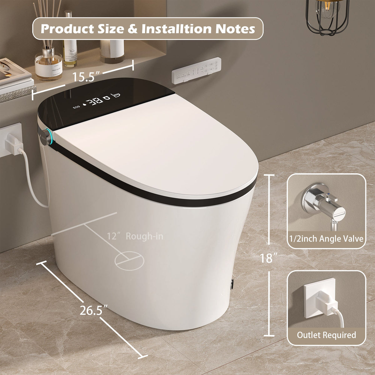 Smart Toilet with Bidet Built-in