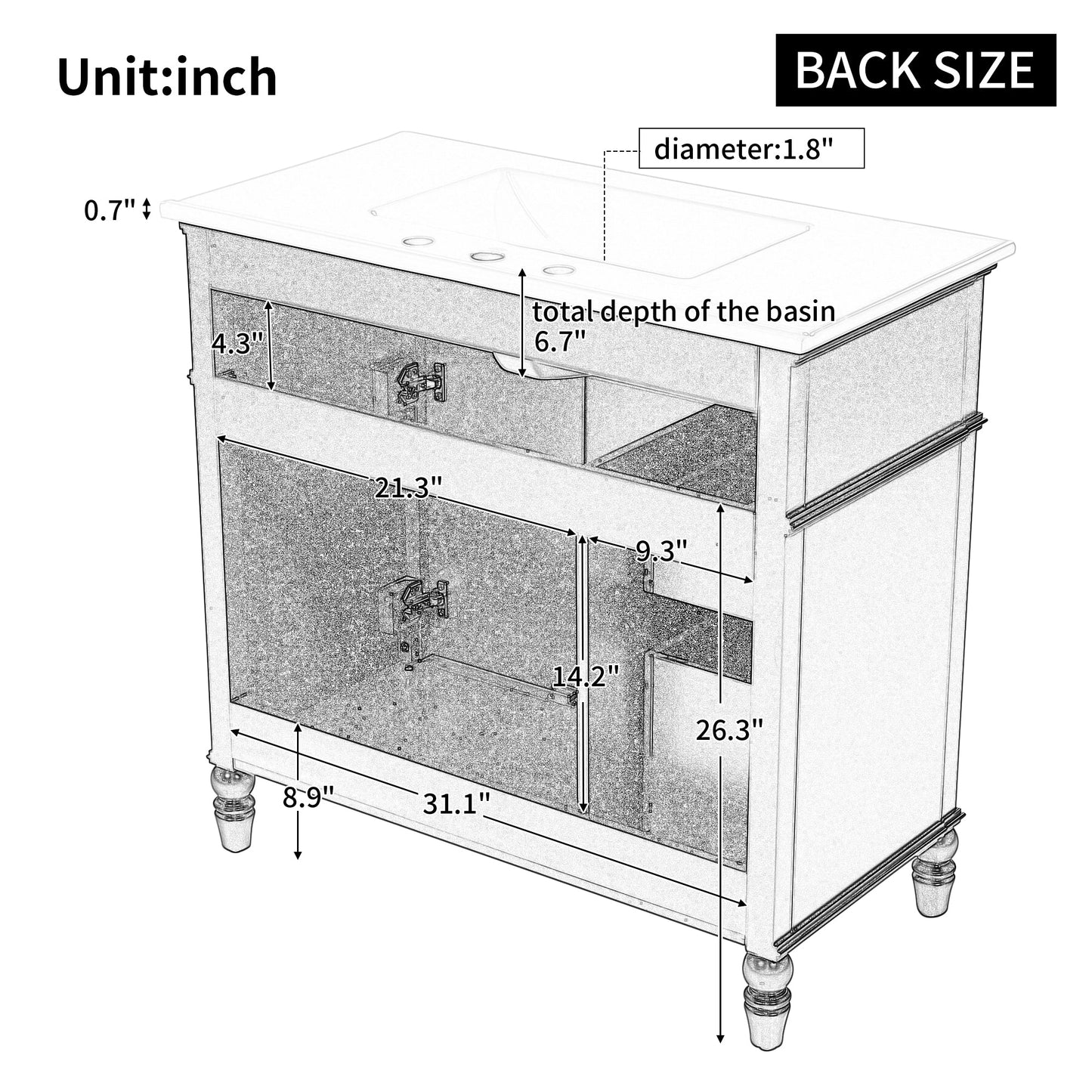 36" Bathroom Vanity with Sink