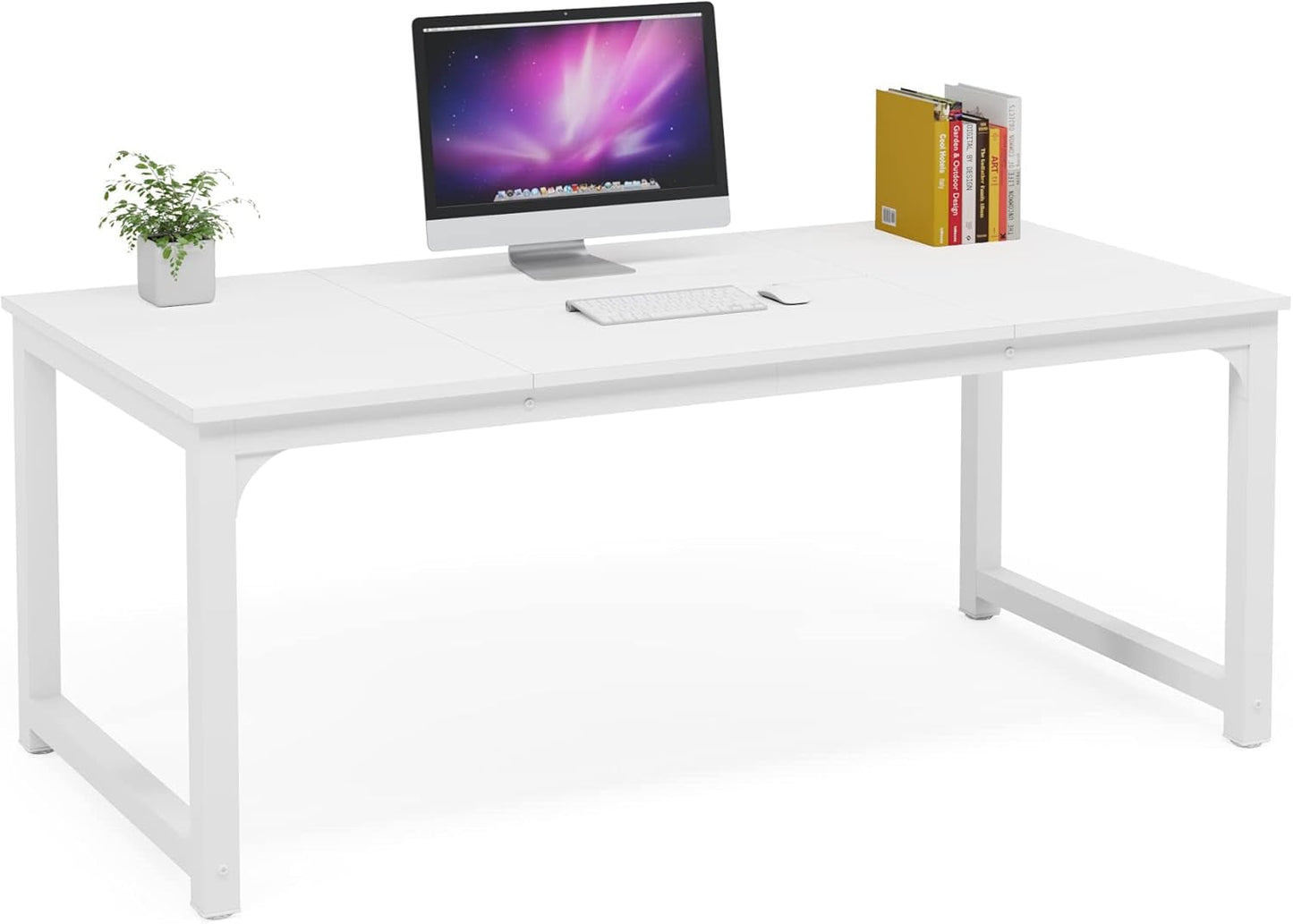 63 Inch White Executive Office Desk 31.5 Inch Wide