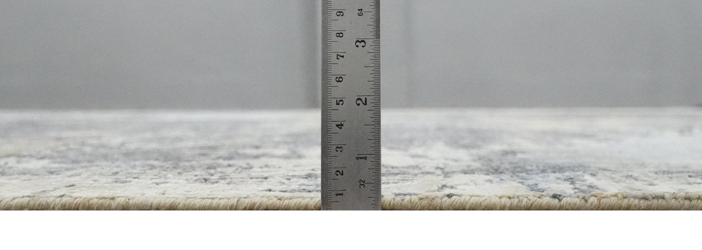 8x10 Charcoal, Beige and Gray Modern Abstract Distressed Finish High Low texture Hand Knotted Rug