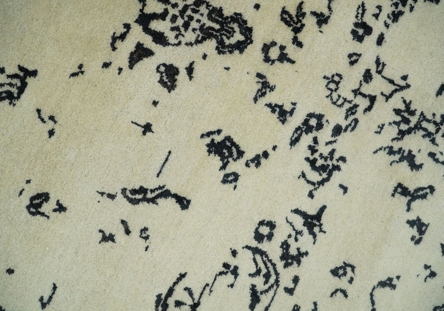 8x10 Fine Hand Knotted Beige and Black Traditional Vintage Persian Antique Wool Rug | AGR35