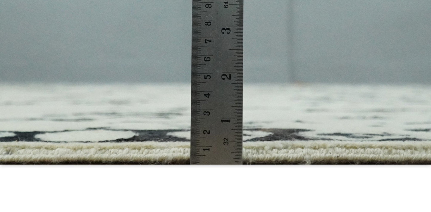 8x10 Fine Hand Knotted Beige and Black Traditional Vintage Persian Antique Wool Rug | AGR35