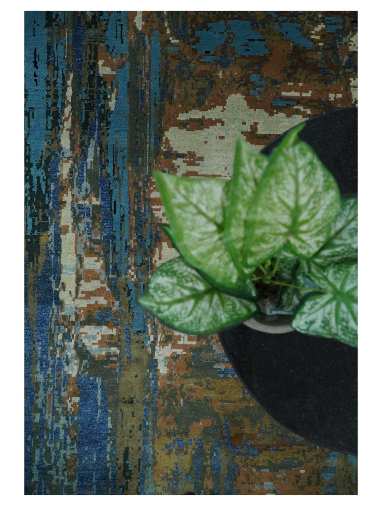 8x10 Fine Hand Knotted Blue and Brown Modern Abstract Wool Area Rug | AGR42