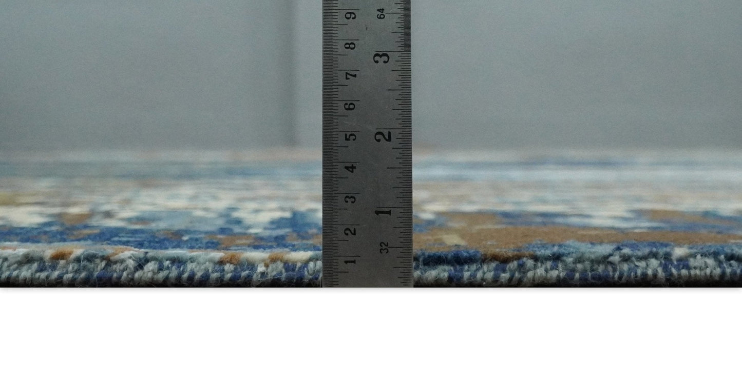 8x10 Fine Hand Knotted Brown Multicolor Modern Abstract Wool and Bamboo Silk Area Rug | AGR19